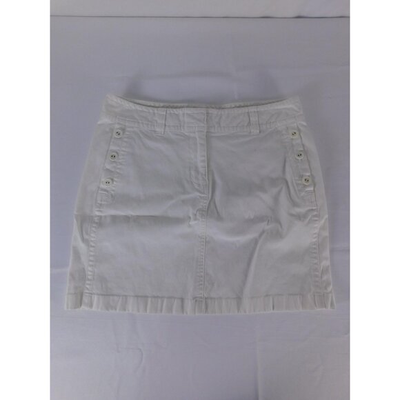 Vineyard Vines Dresses & Skirts - Vineyard Vines Skirt Womens 6 White Twill Button Side Pleated Hem Stretch